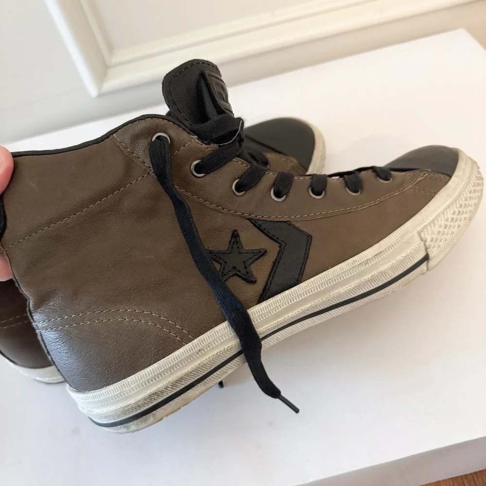Rare Converse x‎ John Varvatos Pro Leather Hi Brown Black Chuck Taylor READ